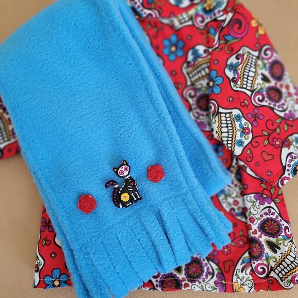 Sugar Skull Halloween 2pc Outfit scarf for 11" Mattel Child Grogu baby yoda Doll - Picture 4 of 7